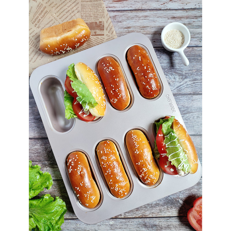 CHEFMADE Twinkie Cake Pan 8 Cavity Non Stick Mini Hotdog Shaped Muffin Eclair Bakeware for Oven Baking Wayfair